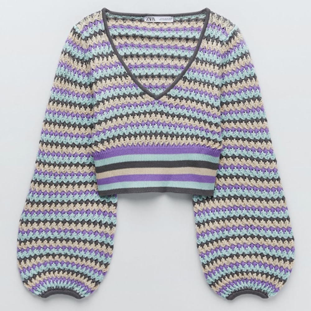 Zara Cropped Knit Sweater not available